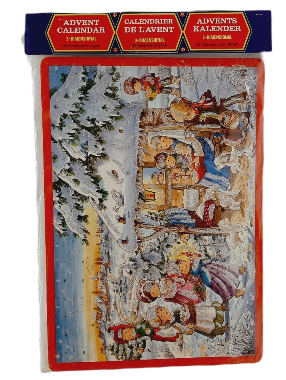 🍒 Vintage Denmark 3D Glitter Christmas Advent Calendar Nativity Georg Moldow